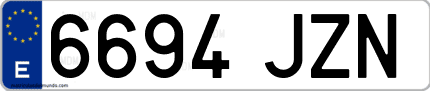 Ejemplo de matrícula de coche ordinaria 6694 JZN