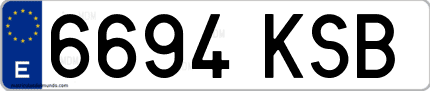Ejemplo de matrícula de coche ordinaria 6694 KSB