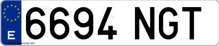 Ejemplo de matrícula española 6694 NGT