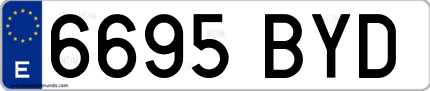 Ejemplo de matrícula de coche ordinaria 6695 BYD