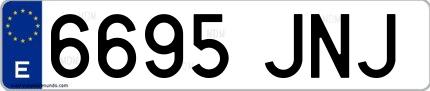 Ejemplo de matrícula española 6695 JNJ