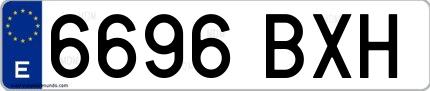 Ejemplo de matrícula española 6696 BXH
