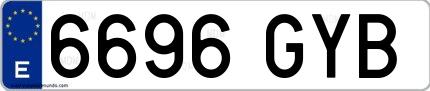 Ejemplo de matrícula española 6696 GYB