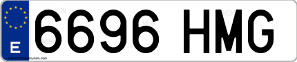 Ejemplo de matrícula de coche ordinaria 6696 HMG