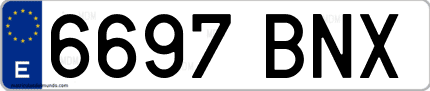 Ejemplo de matrícula de coche ordinaria 6697 BNX
