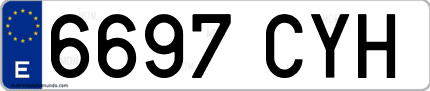 Ejemplo de matrícula de coche ordinaria 6697 CYH