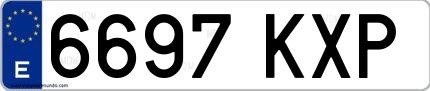 Ejemplo de matrícula española 6697 KXP