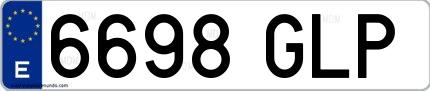 Ejemplo de matrícula española 6698 GLP