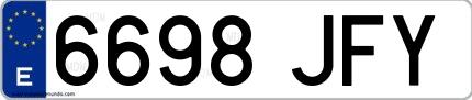 Ejemplo de matrícula española 6698 JFY