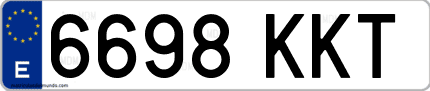Ejemplo de matrícula de coche ordinaria 6698 KKT