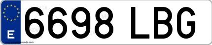 Ejemplo de matrícula española 6698 LBG