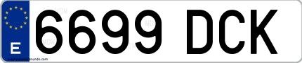 Ejemplo de matrícula española 6699 DCK