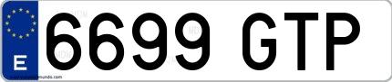 Ejemplo de matrícula española 6699 GTP
