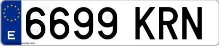 Ejemplo de matrícula española 6699 KRN