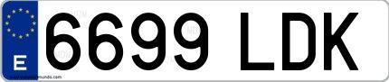 Ejemplo de matrícula española 6699 LDK