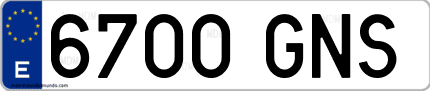 Ejemplo de matrícula de coche ordinaria 6700 GNS