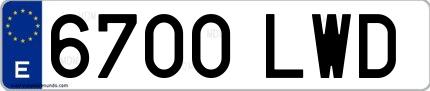 Ejemplo de matrícula española 6700 LWD