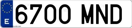 Ejemplo de matrícula española 6700 MND
