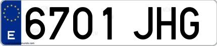 Ejemplo de matrícula española 6701 JHG