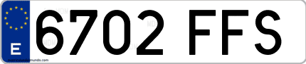 Ejemplo de matrícula de coche ordinaria 6702 FFS