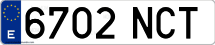 Ejemplo de matrícula de coche ordinaria 6702 NCT