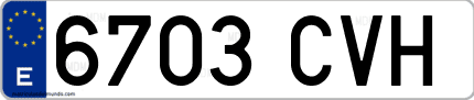 Ejemplo de matrícula de coche ordinaria 6703 CVH