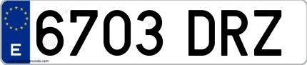 Ejemplo de matrícula española 6703 DRZ