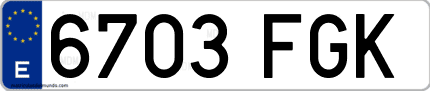 Ejemplo de matrícula de coche ordinaria 6703 FGK