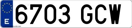 Ejemplo de matrícula española 6703 GCW