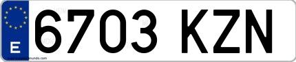 Ejemplo de matrícula de coche ordinaria 6703 KZN