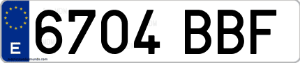 Ejemplo de matrícula de coche ordinaria 6704 BBF
