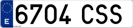 Ejemplo de matrícula española 6704 CSS