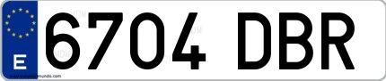 Ejemplo de matrícula española 6704 DBR