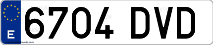Ejemplo de matrícula de coche ordinaria 6704 DVD