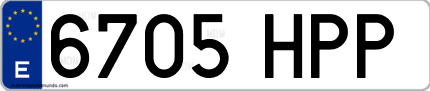 Ejemplo de matrícula de coche ordinaria 6705 HPP