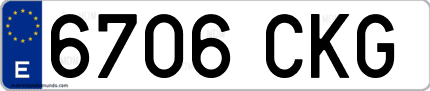 Ejemplo de matrícula de coche ordinaria 6706 CKG