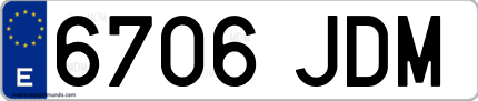 Ejemplo de matrícula de coche ordinaria 6706 JDM