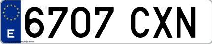 Ejemplo de matrícula española 6707 CXN