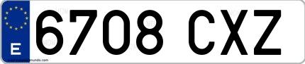 Ejemplo de matrícula española 6708 CXZ