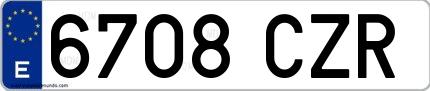 Ejemplo de matrícula de coche ordinaria 6708 CZR