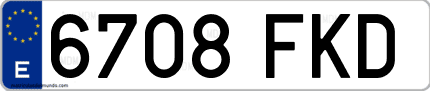 Ejemplo de matrícula de coche ordinaria 6708 FKD