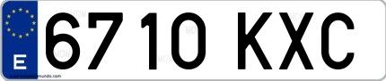 Ejemplo de matrícula española 6710 KXC