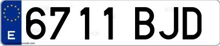 Ejemplo de matrícula española 6711 BJD