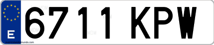 Ejemplo de matrícula de coche ordinaria 6711 KPW
