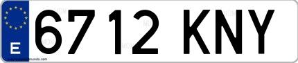 Ejemplo de matrícula de coche ordinaria 6712 KNY