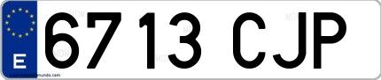 Ejemplo de matrícula española 6713 CJP