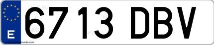 Ejemplo de matrícula española 6713 DBV