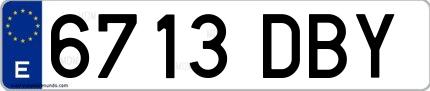 Ejemplo de matrícula española 6713 DBY