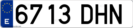 Ejemplo de matrícula de coche ordinaria 6713 DHN