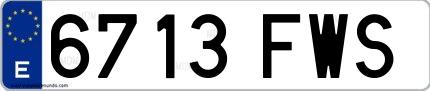 Ejemplo de matrícula española 6713 FWS